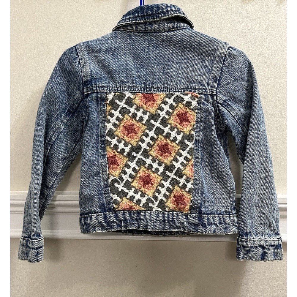 Little Lass Girls Floral Embroidered Jean Den Jacket Sz‎ 3T Cottage Grandma Core